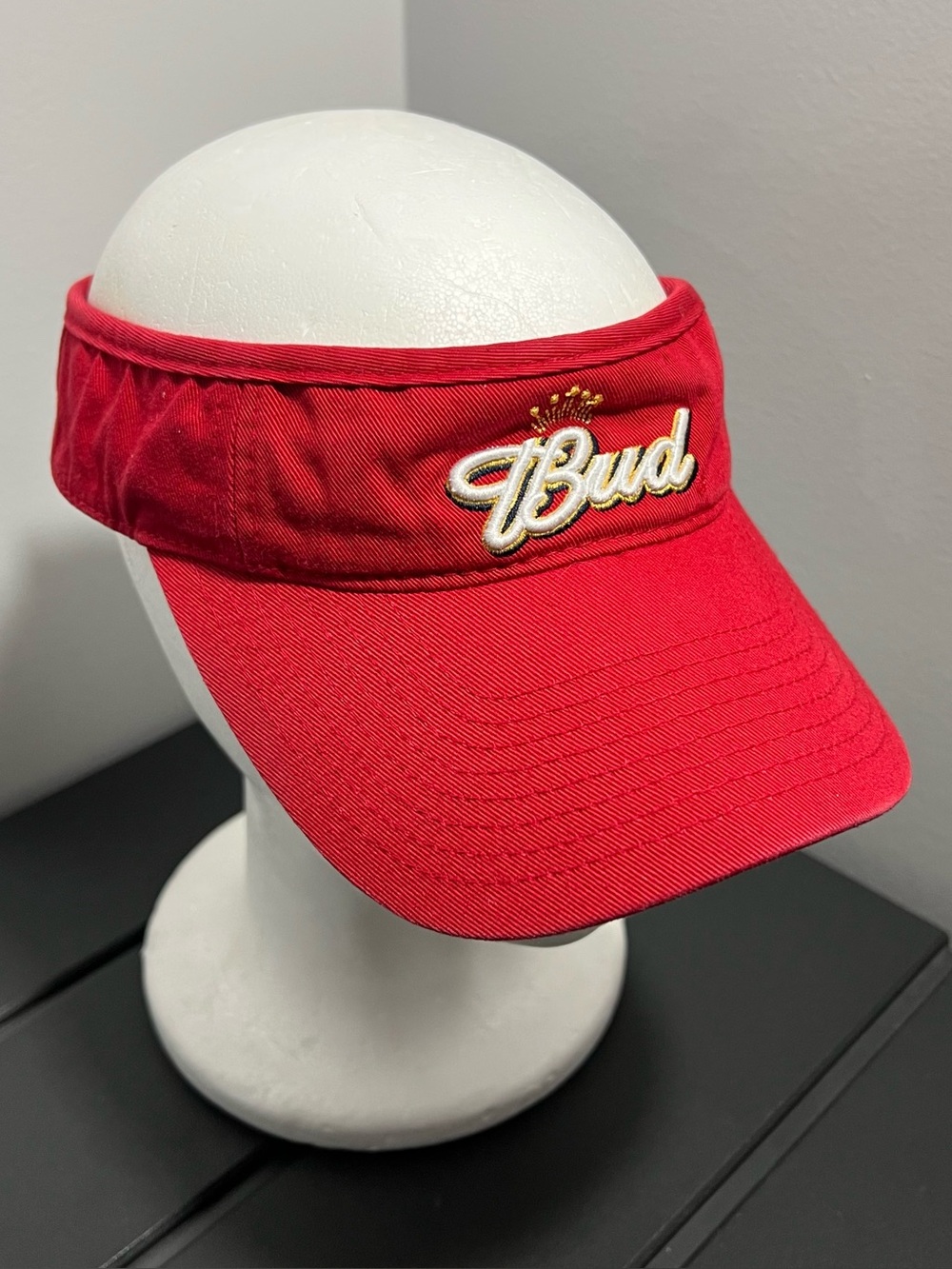 Vintage 2003 Anheuser-Busch Budweiser Bud Beer Red Visor Adult OSFA